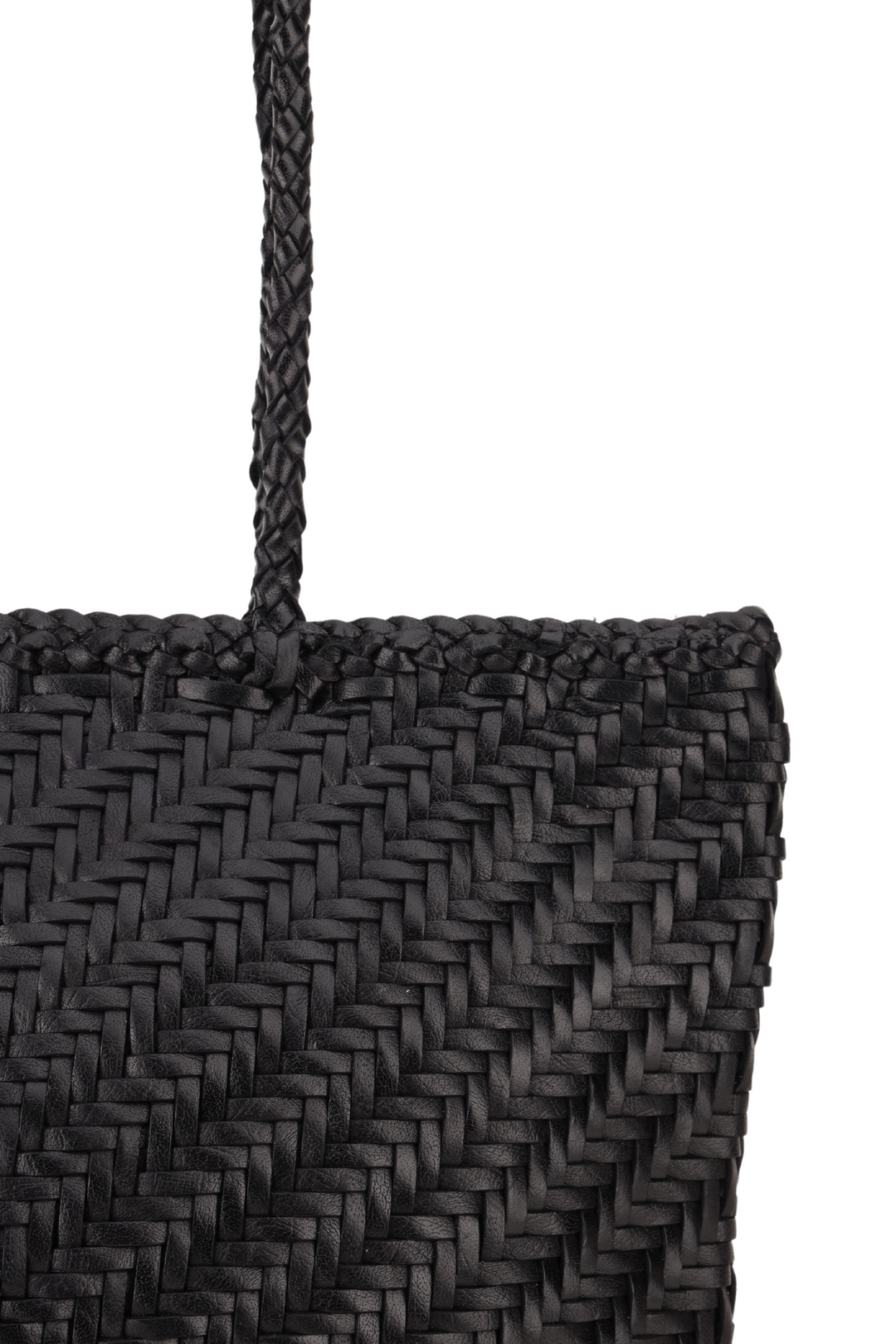 Woven Leather Tote Bag-Black