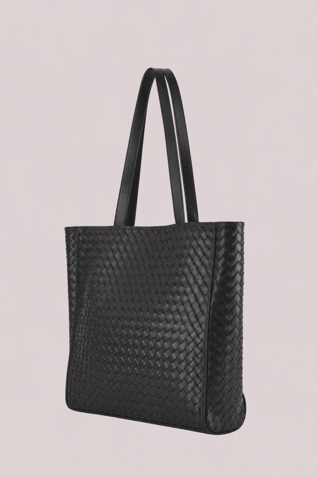 Emilio Large Woven Leather Tote Black