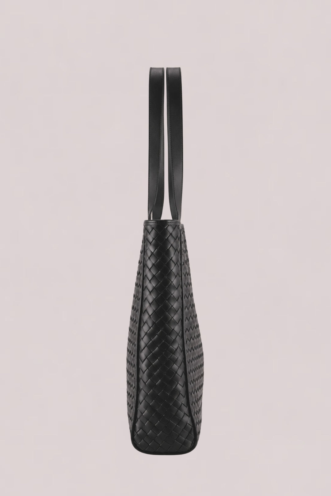 Emilio Large Woven Leather Tote Black