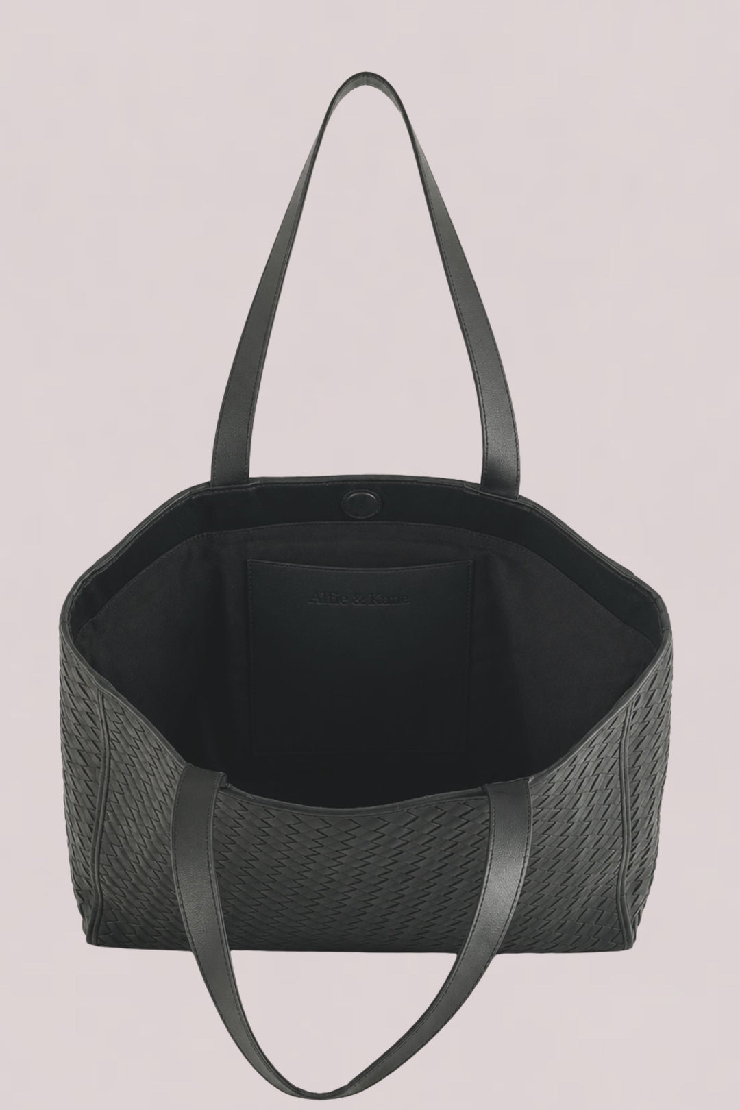 Emilio Large Woven Leather Tote Black