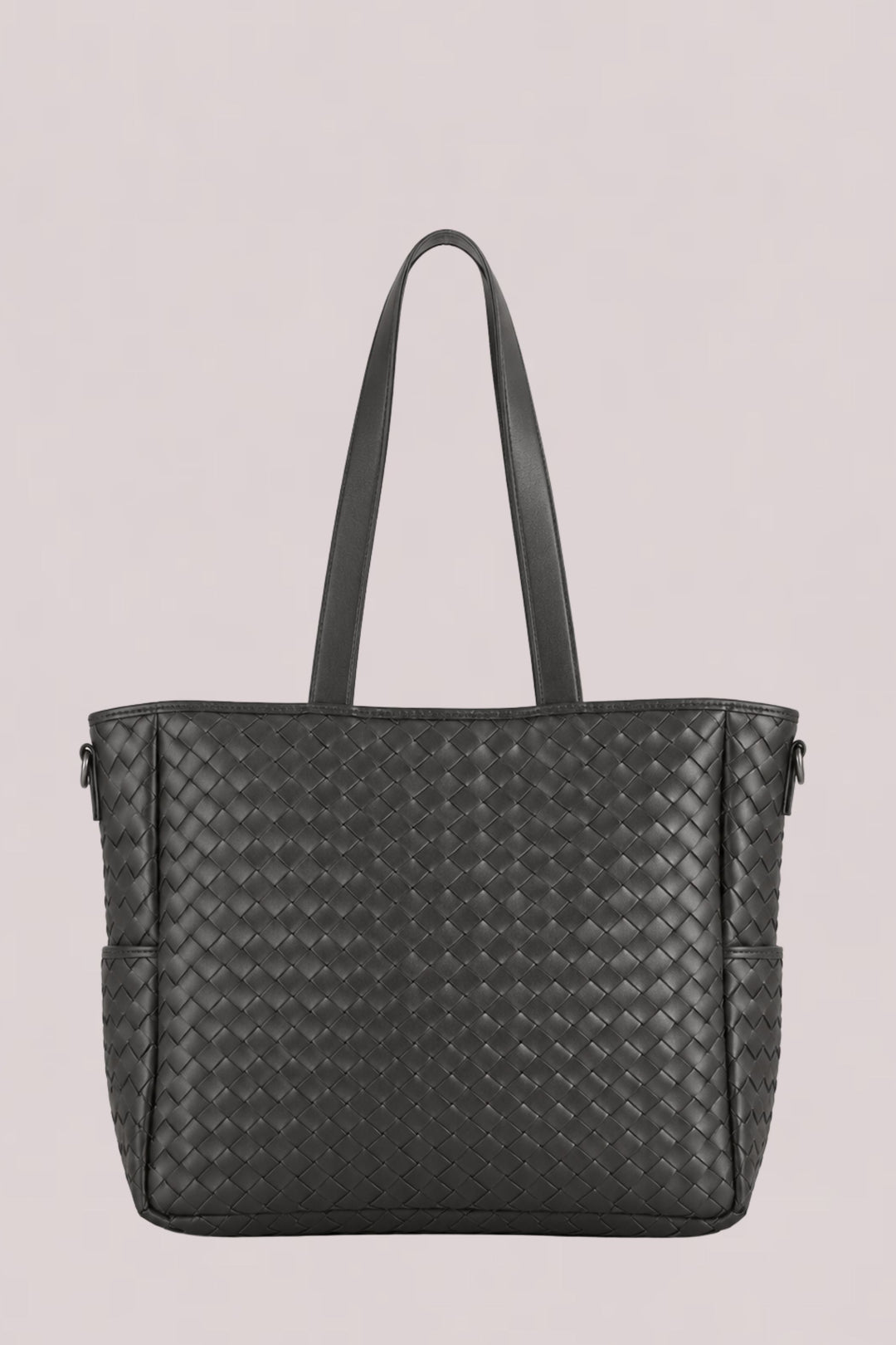 Nico Woven Leather Tote Black