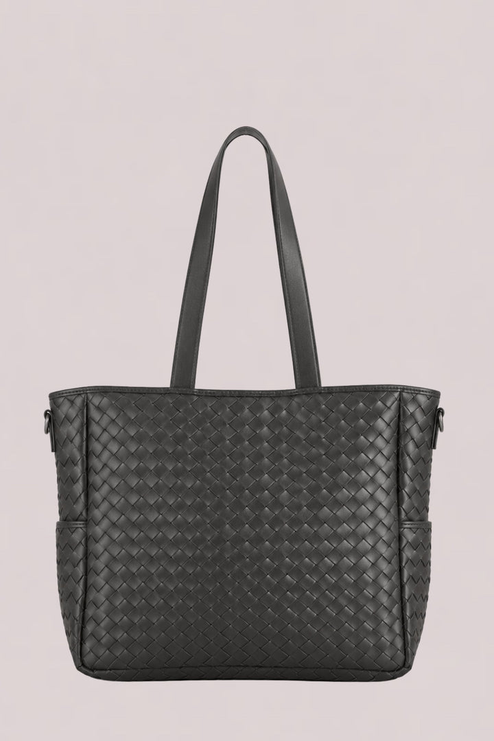 Nico Woven Leather Tote Black