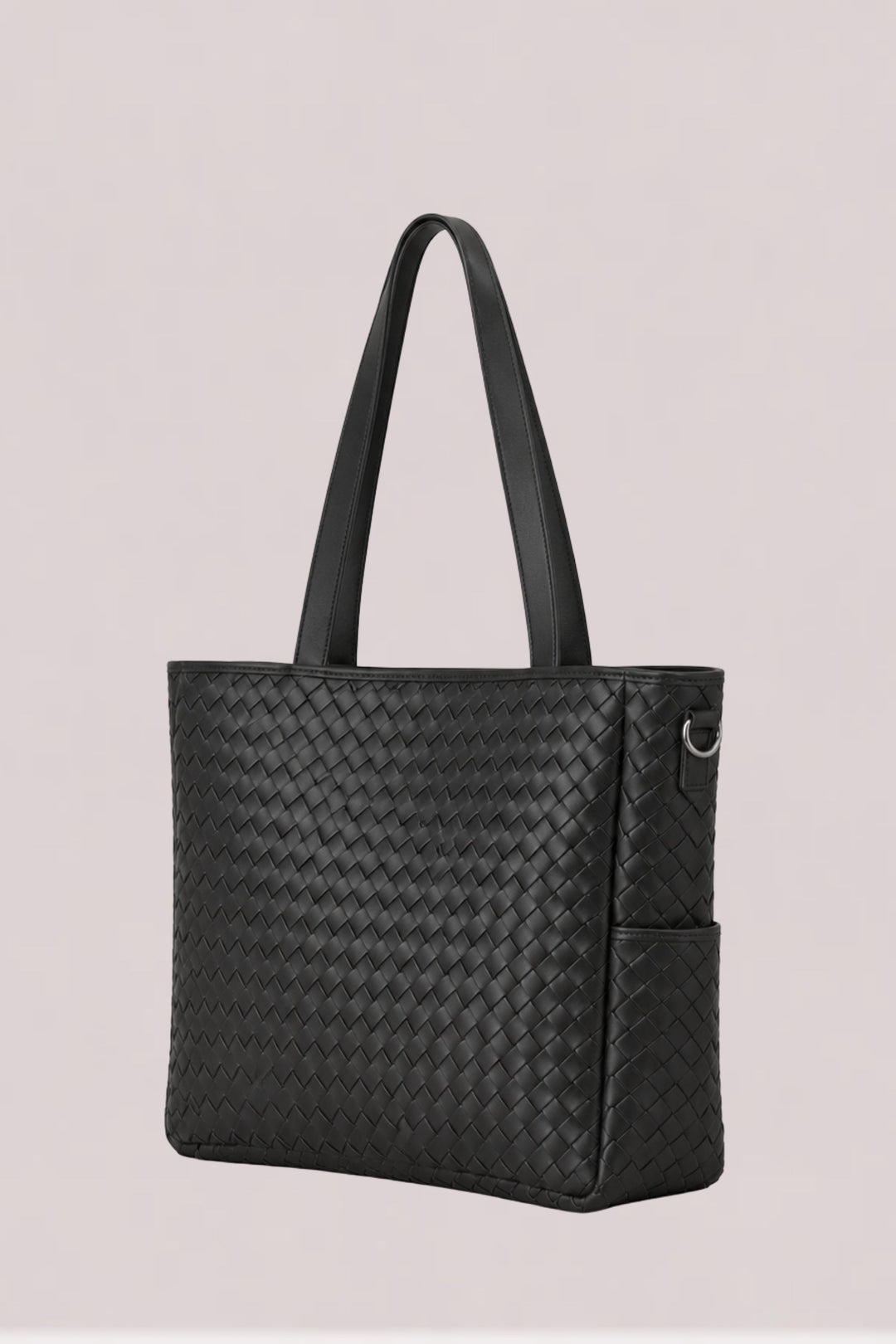 Nico Woven Leather Tote Black