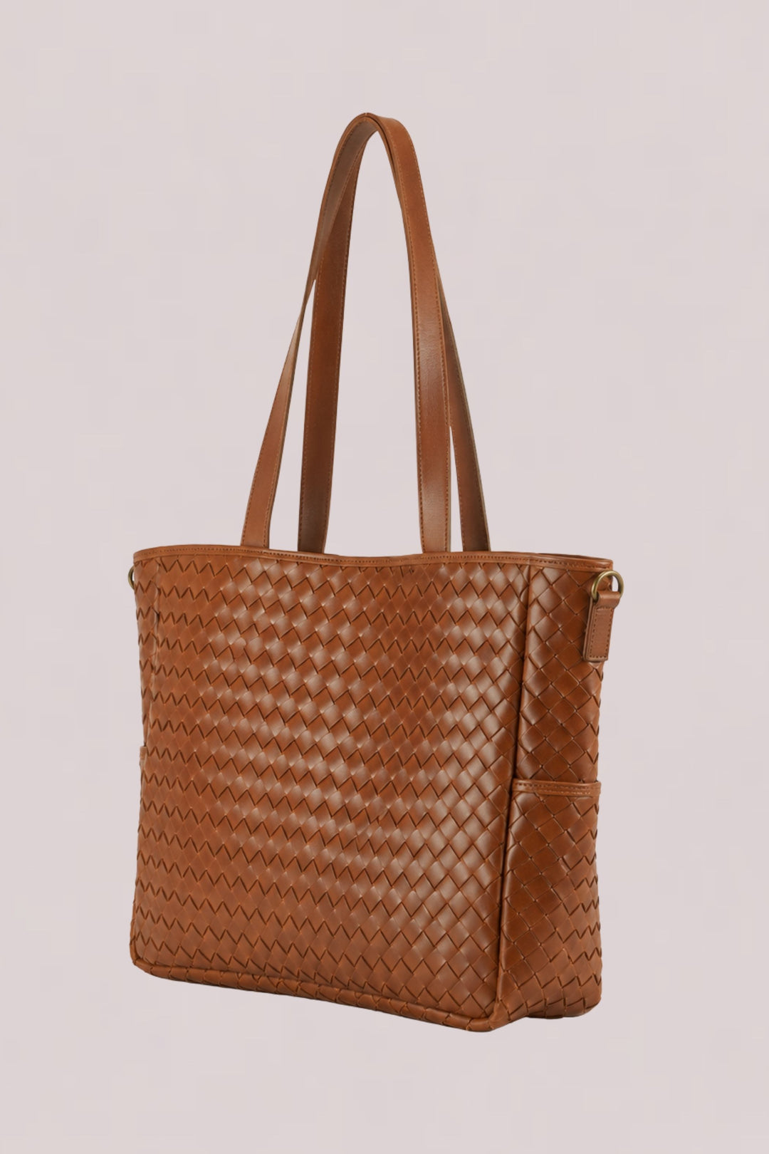 Nico Woven Leather Tote Tan
