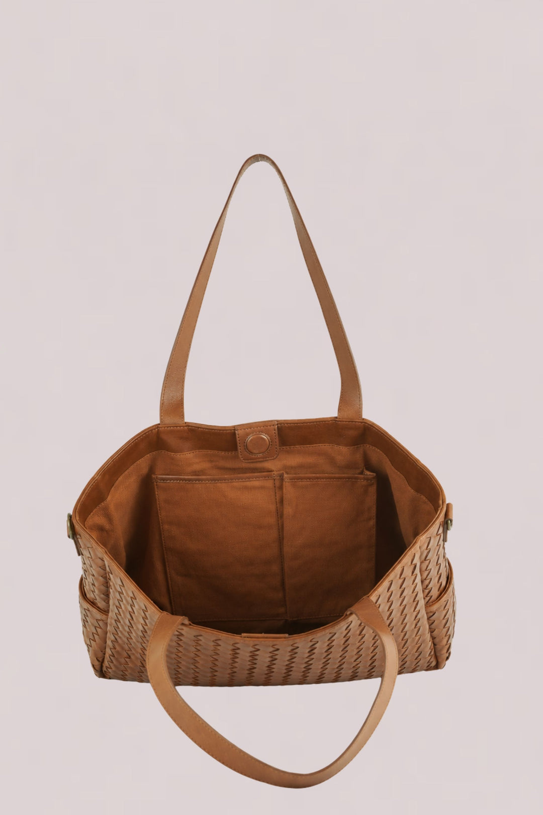 Nico Woven Leather Tote Tan