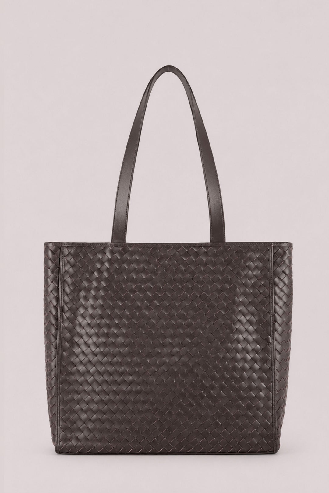 Emilio Large Woven Leather Tote Chocolate