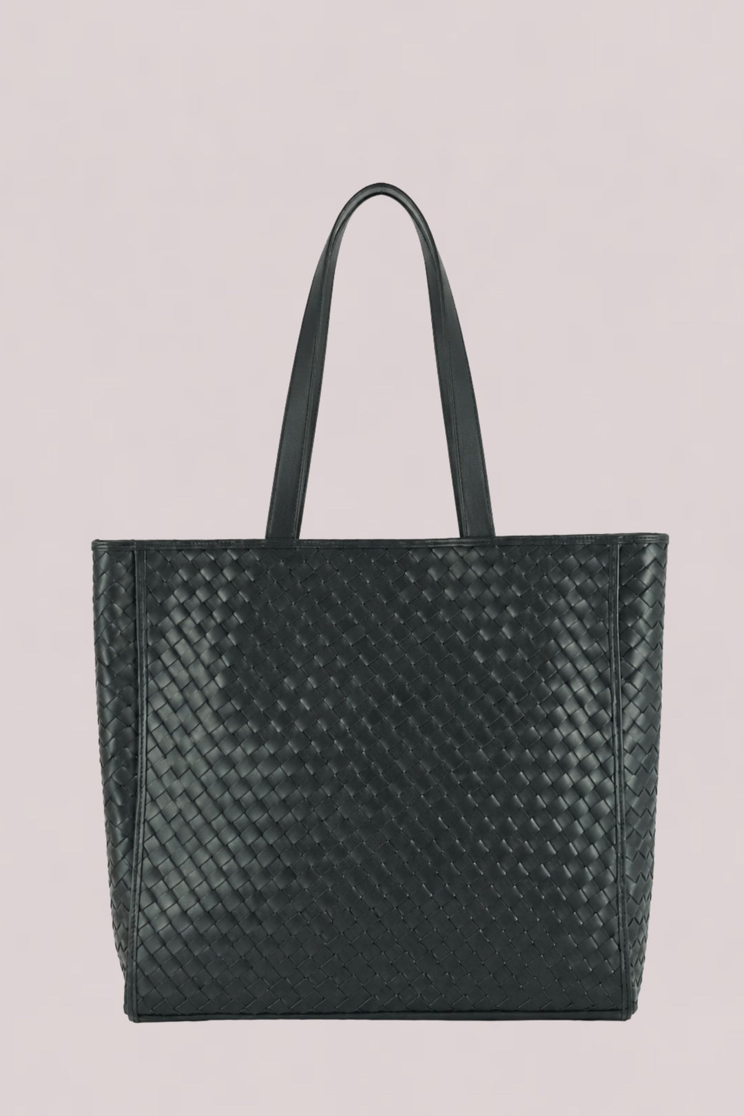 Emilio Large Woven Leather Tote Black