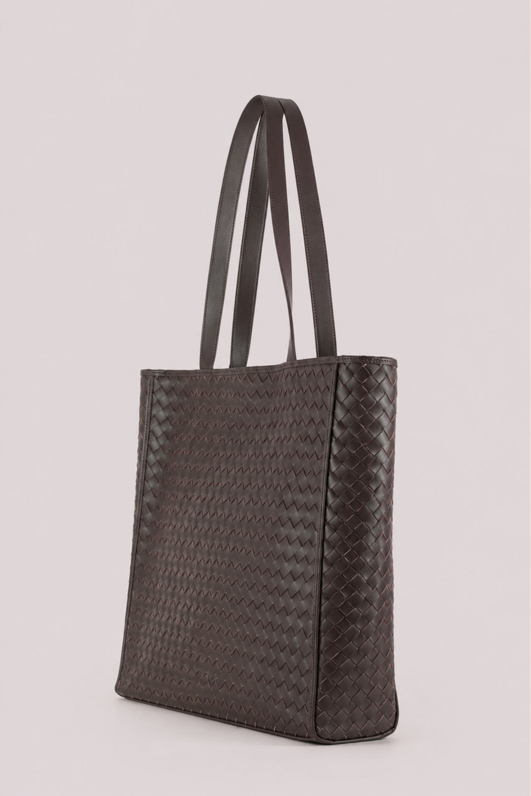 Emilio Large Woven Leather Tote Chocolate