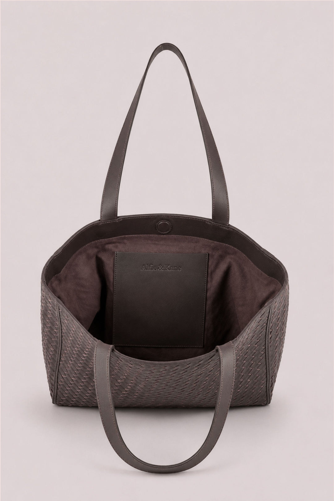 Emilio Large Woven Leather Tote Chocolate