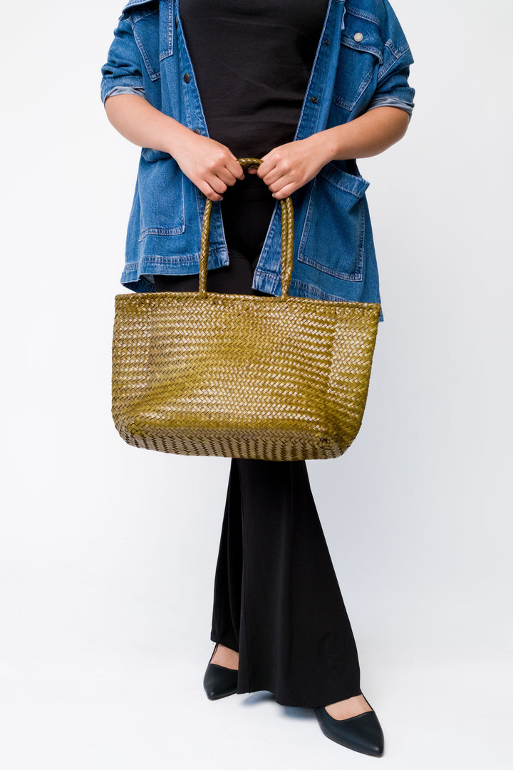 Amora Woven Shoulder Bag- Bamboo Green