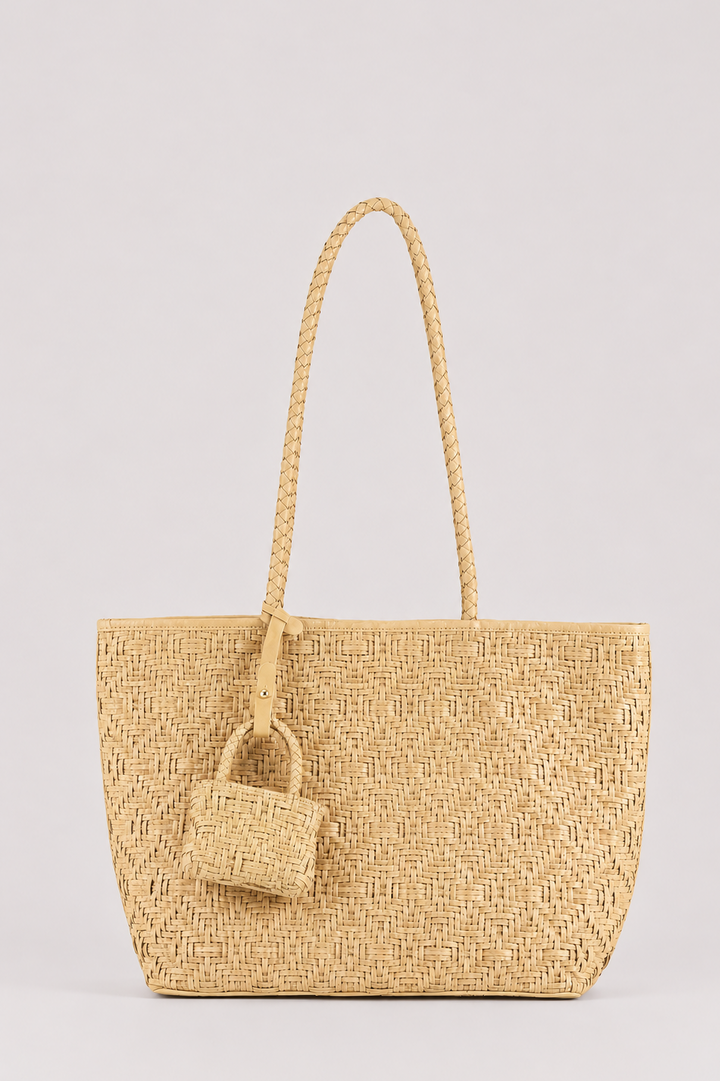 Sienna Woven Leather Tote with AirPod Charm