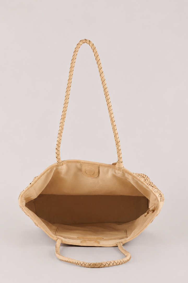 Sienna Woven Leather Tote with AirPod Charm