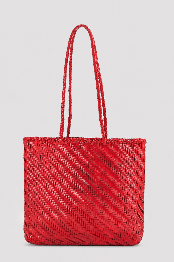 Borsa tote in pelle intrecciata - marrone chiaro