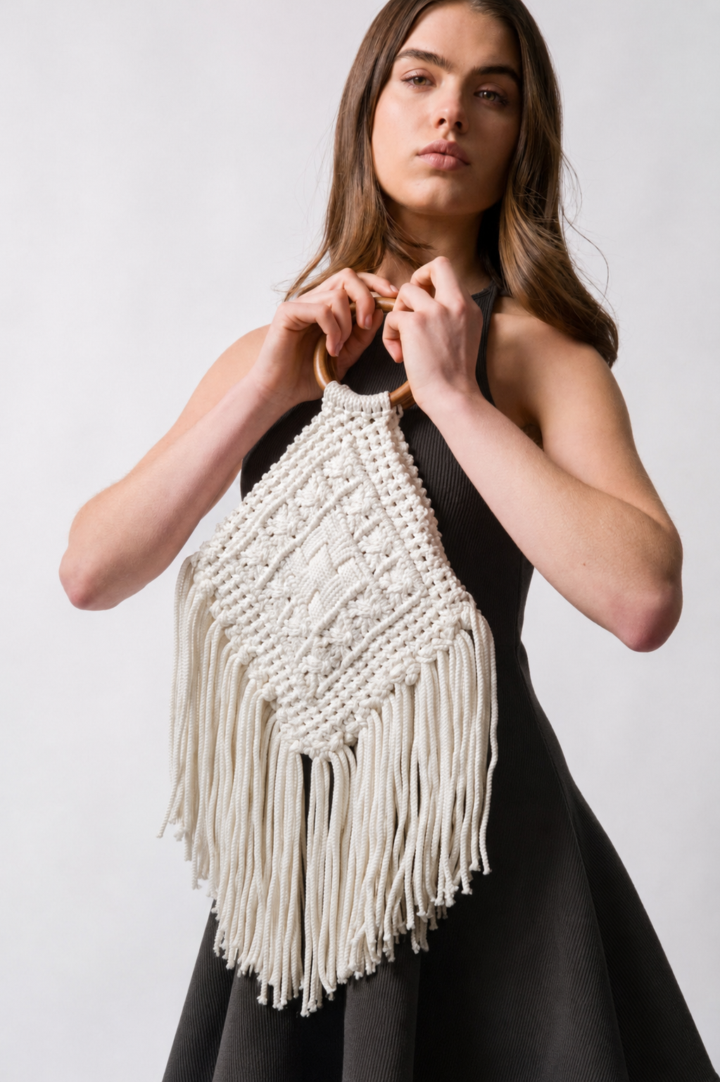 Coyote Cotton Macrame Clutch Bag