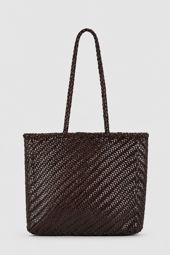 Borsa tote in pelle intrecciata - Espresso