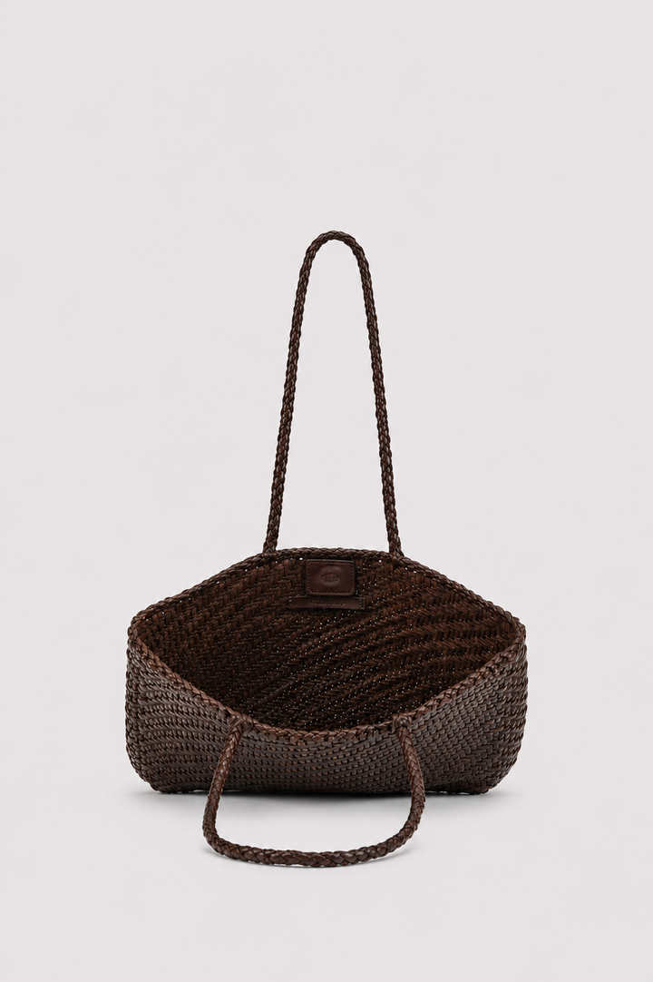 Borsa tote in pelle intrecciata - Espresso