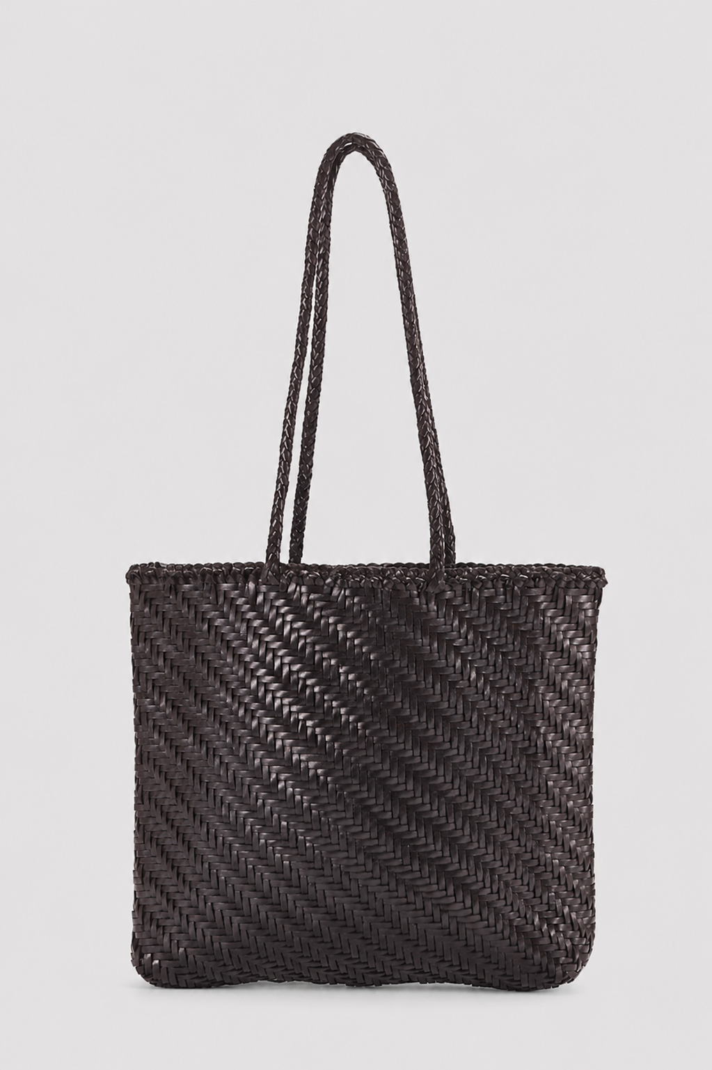 Borsa tote in pelle intrecciata - marrone chiaro
