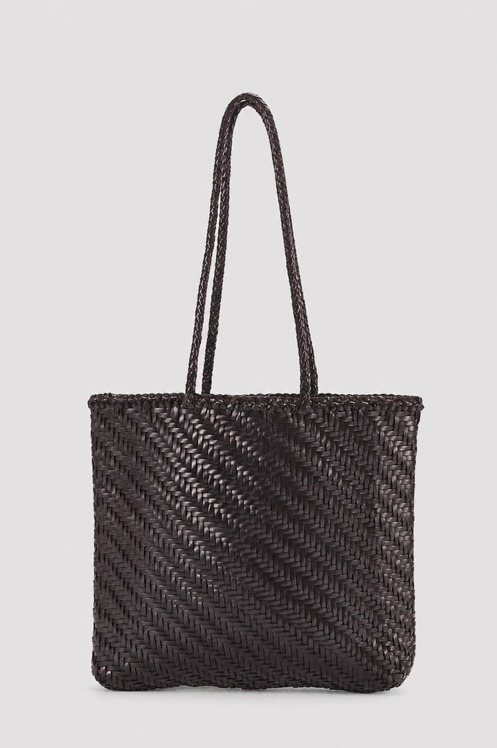 Borsa tote in pelle intrecciata - marrone chiaro