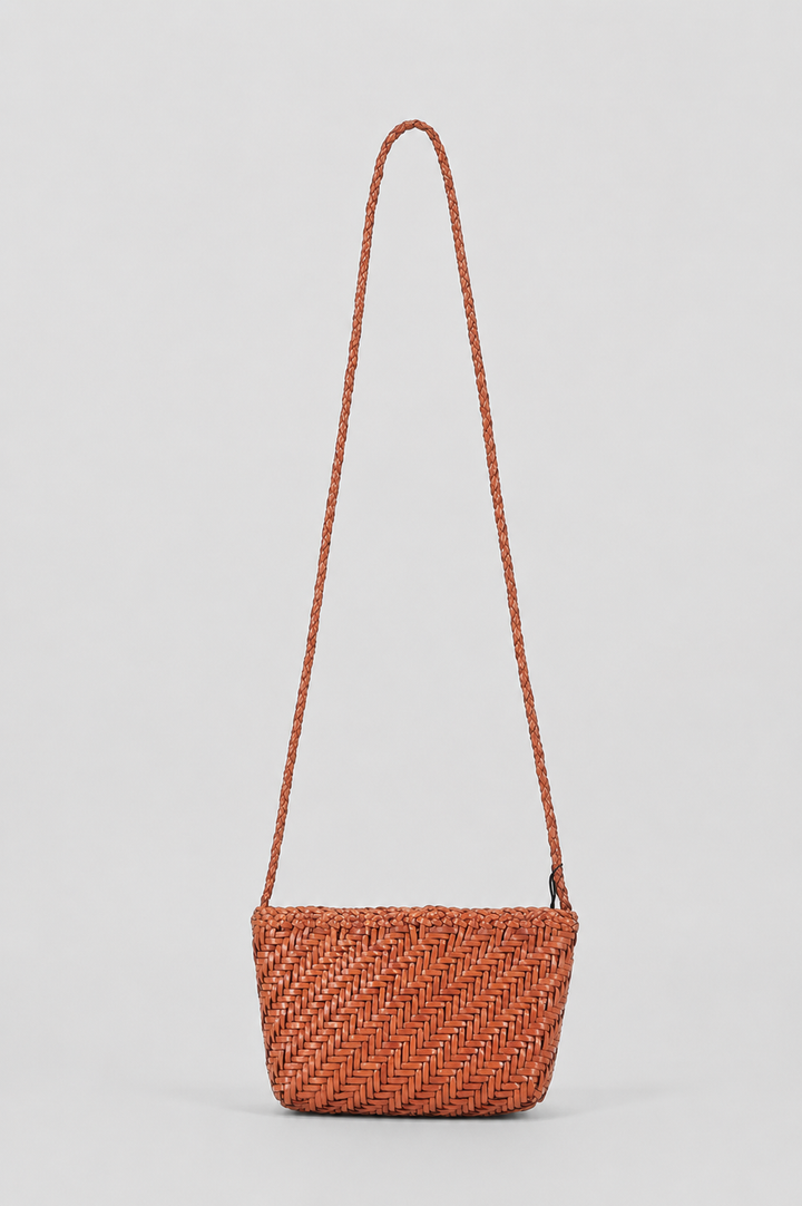 Borsa a tracolla in pelle intrecciata - marrone chiaro