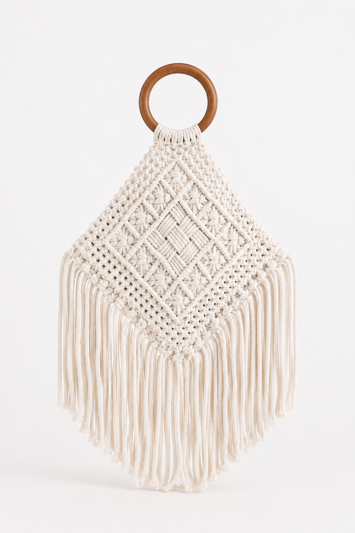 Coyote Cotton Macrame Clutch Bag