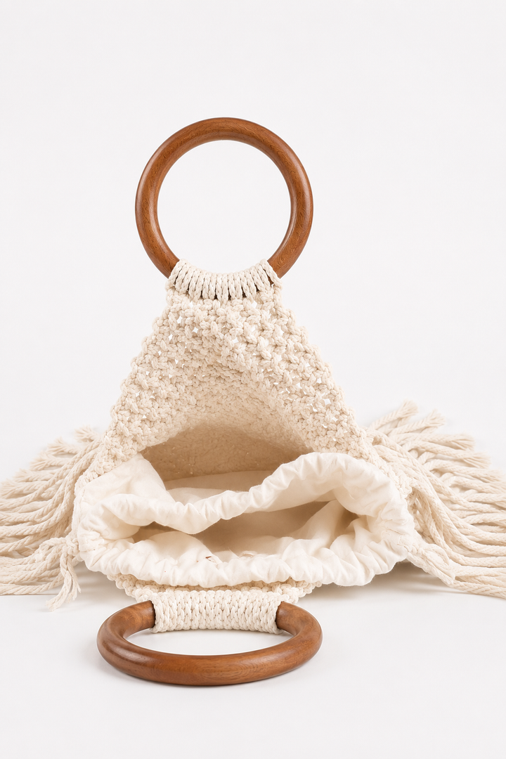 Coyote Cotton Macrame Clutch Bag