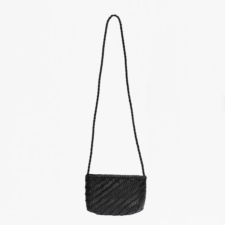 Woven Leather Crossbody Bag-Black- PRE ORDER