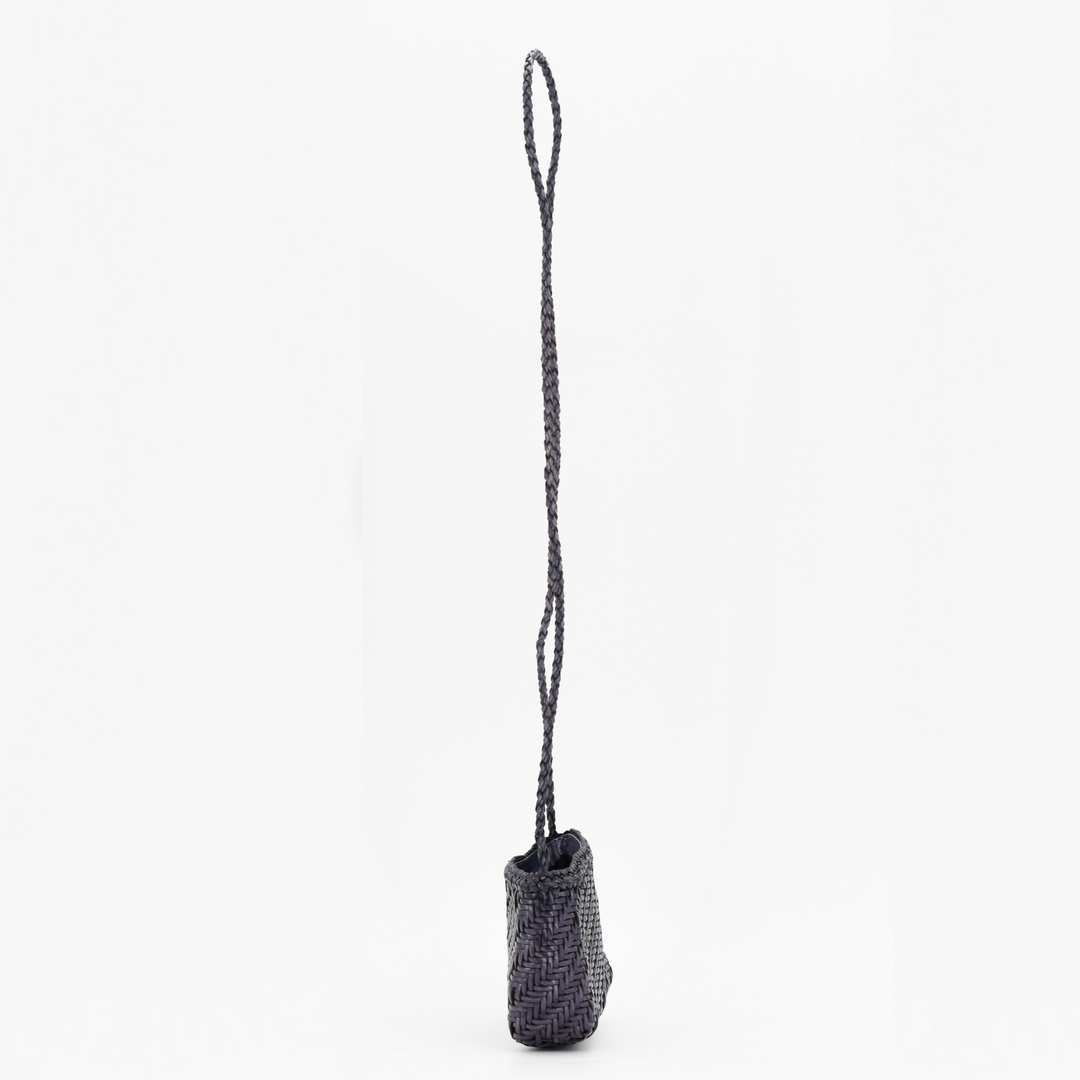 Woven Leather Crossbody Bag-Black- PRE ORDER