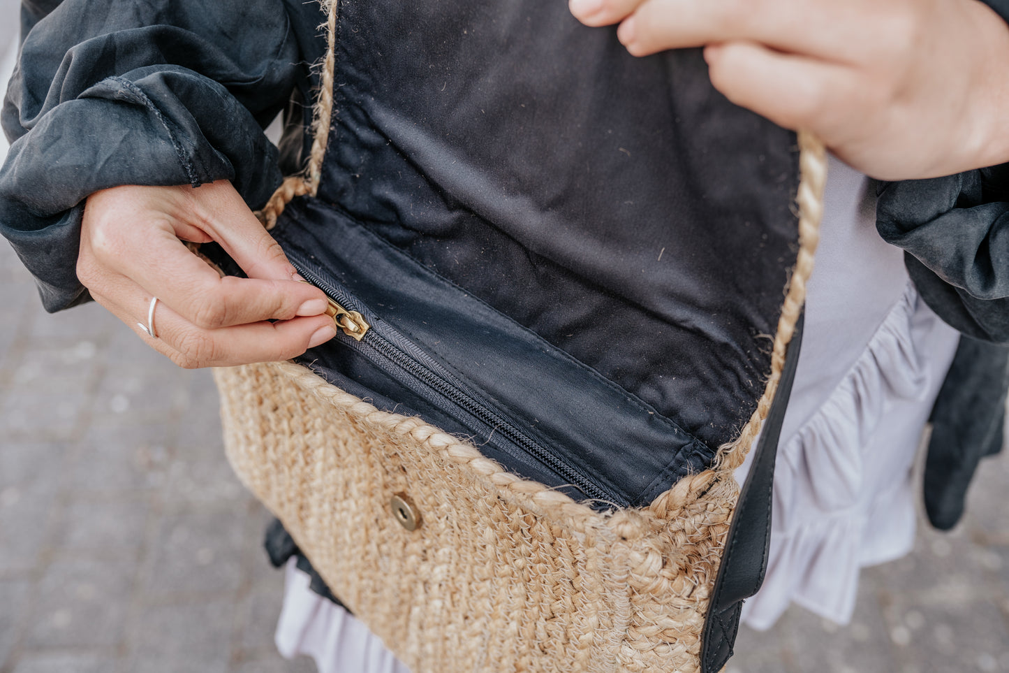 Deena Natural Jute Crossbody Bag