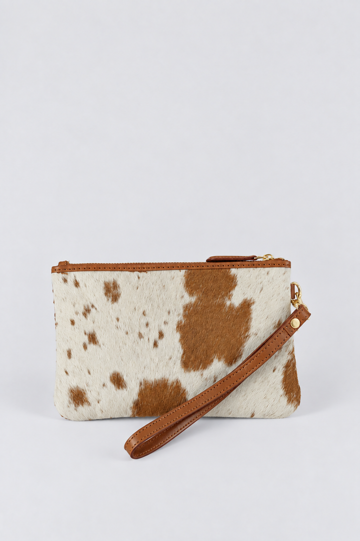 Hair-On Leather Wristlet Pouch