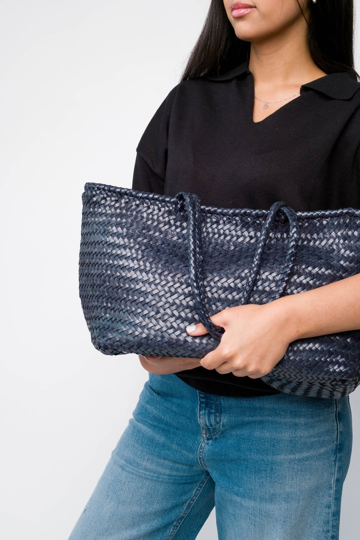 Amora Woven Shoulder Bag Dark Blue