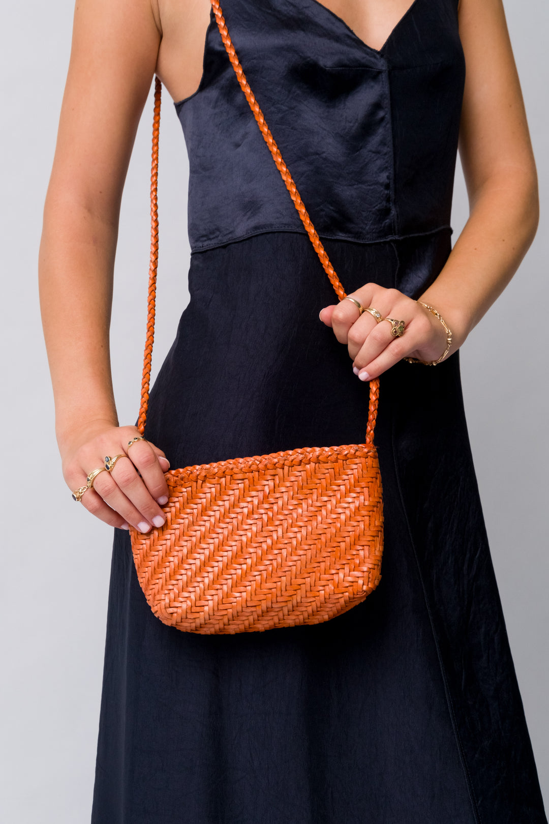 Woven Leather Crossbody Bag-Terracota