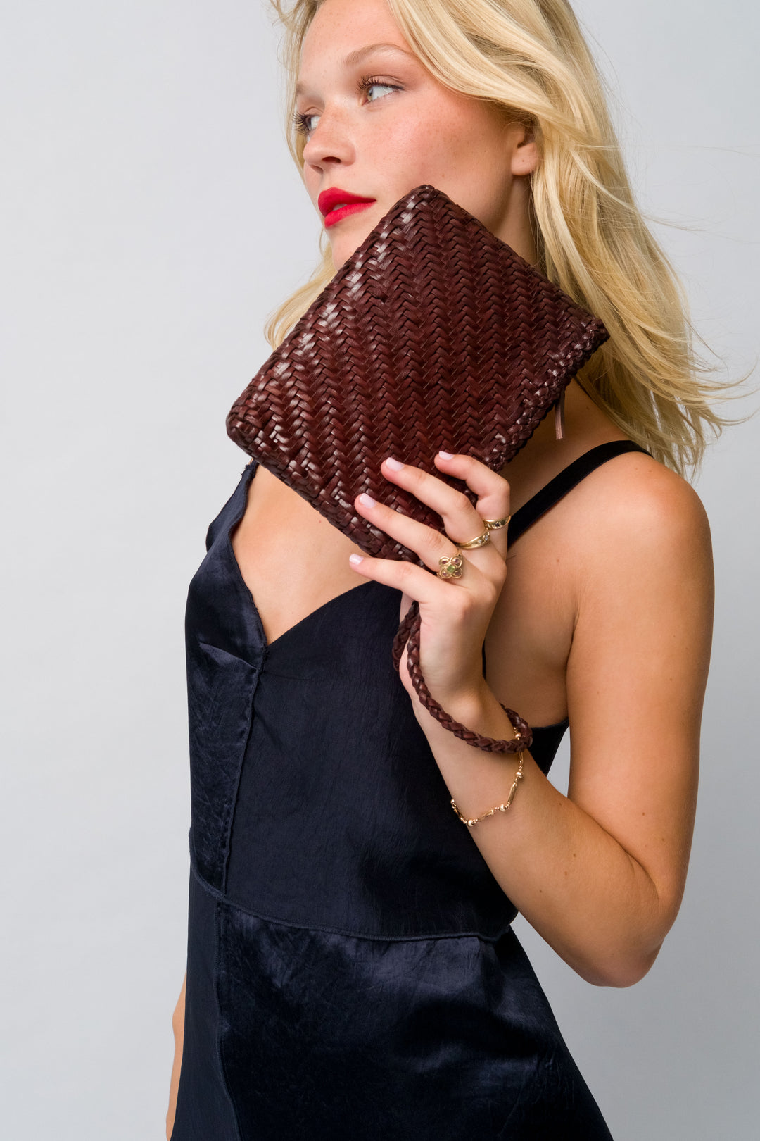 Woven Leather Clutch Bag-Espresso -PRE ORDER