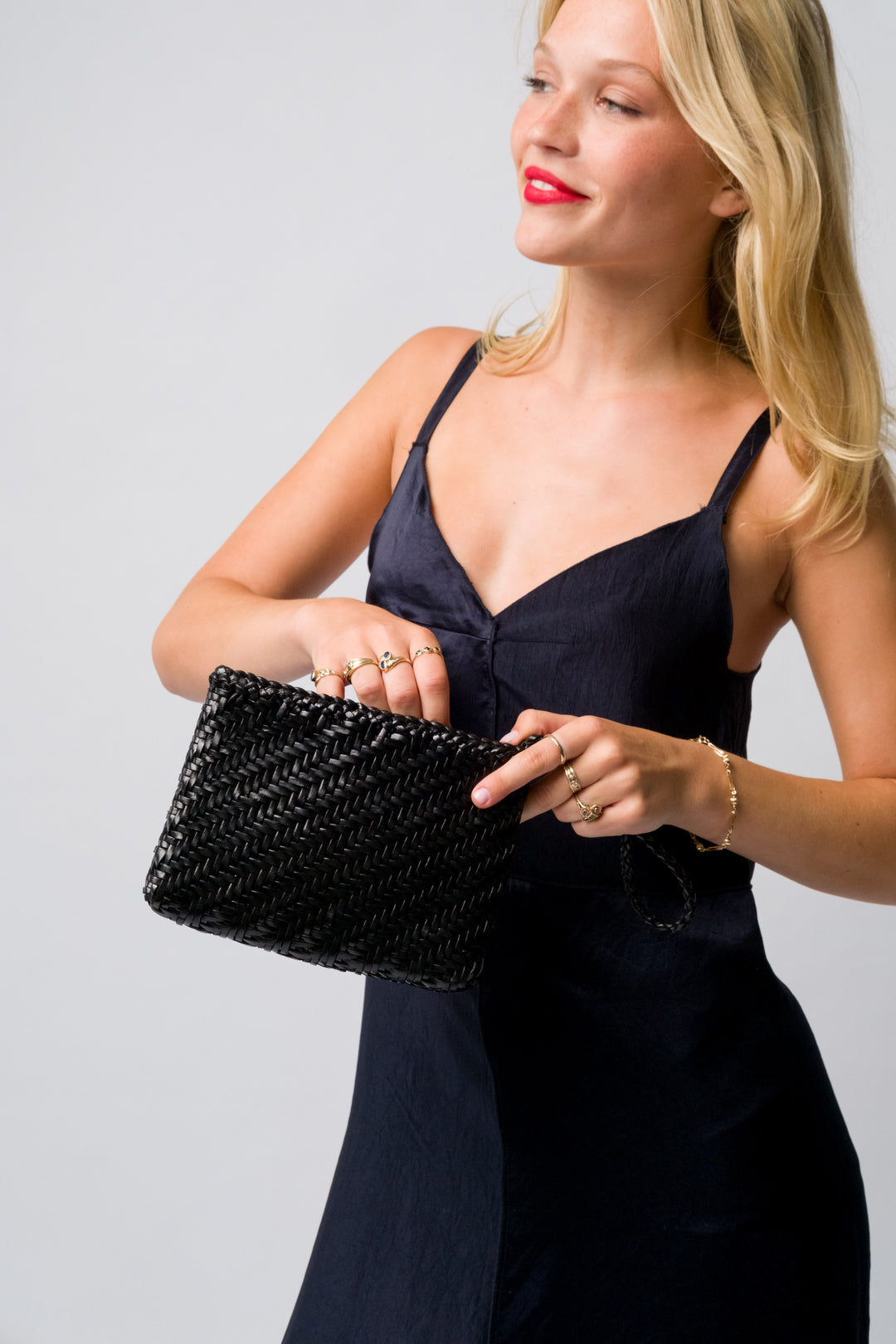 Leather Clutch Bag- Black