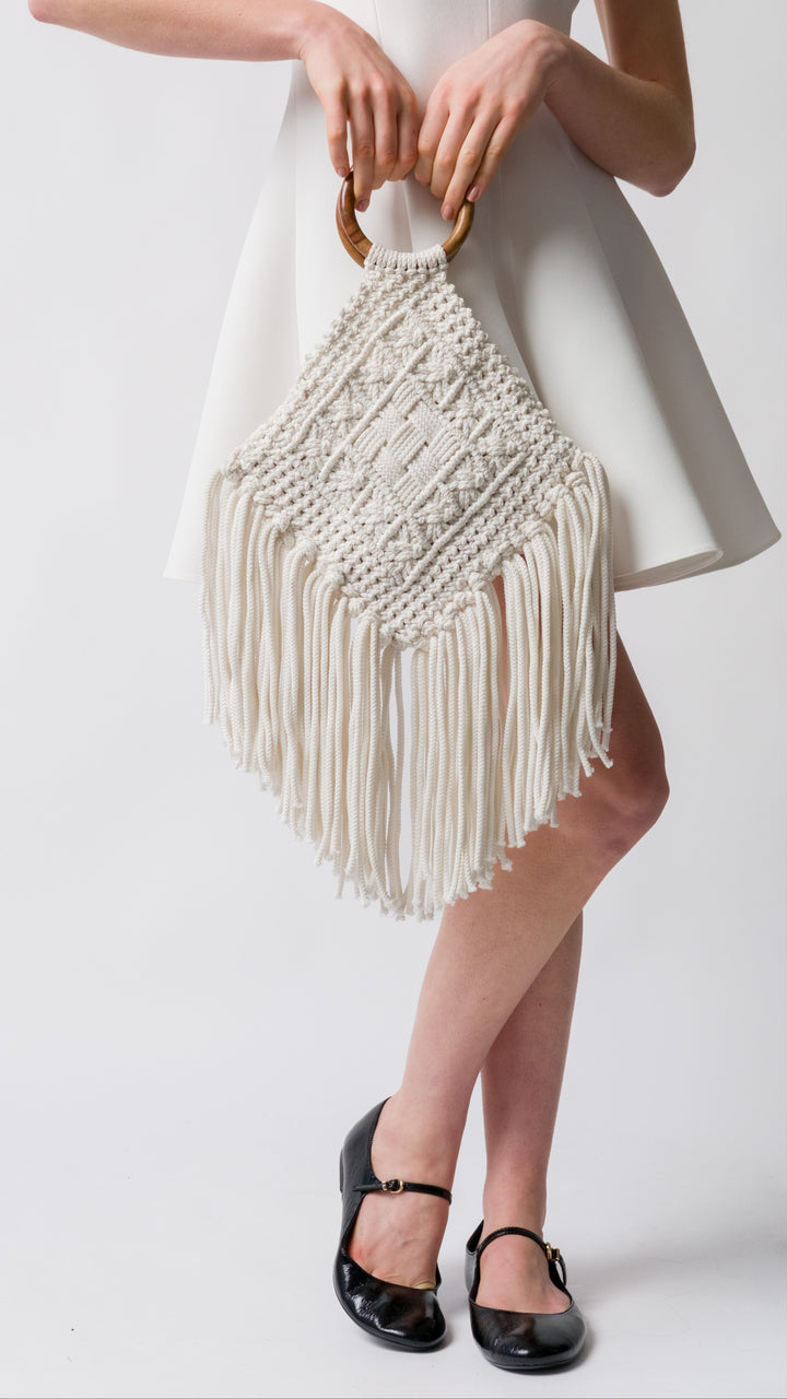 Coyote Cotton Macrame Clutch Bag