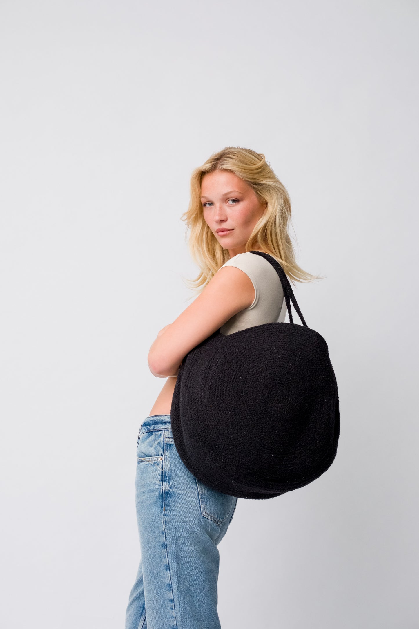 Ridhi Circular Cotton Shoulder Bag Black