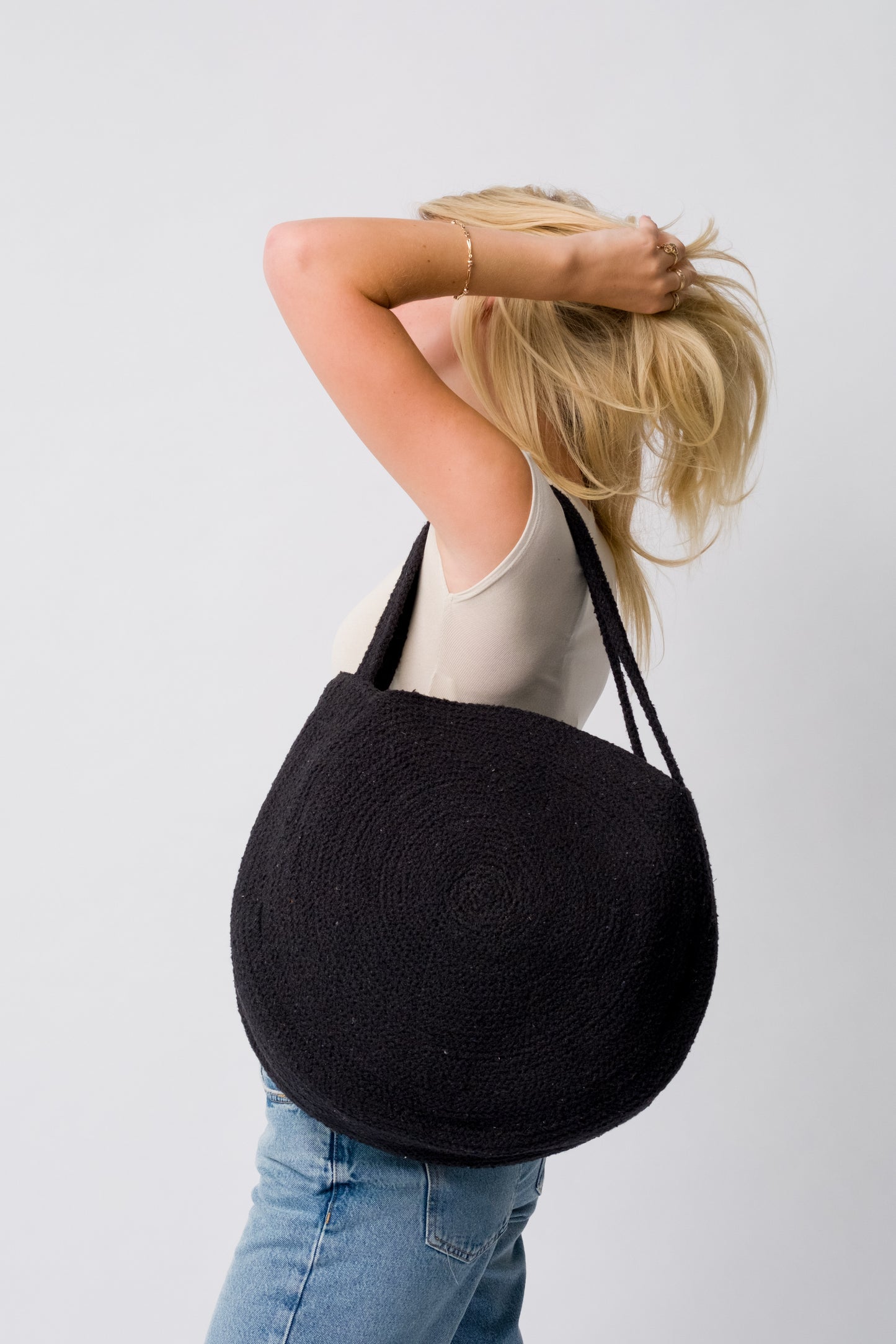 Ridhi Circular Cotton Shoulder Bag Black