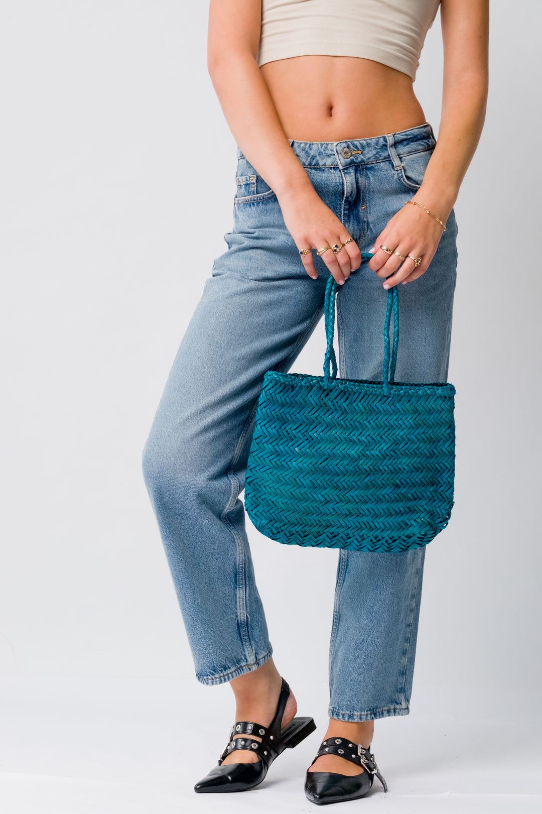 Woven Leather Shoulder Bag