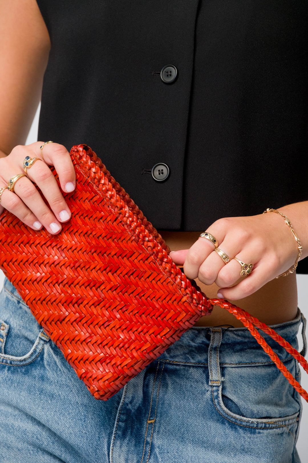 Leather Clutch Bag - Burnt Orange