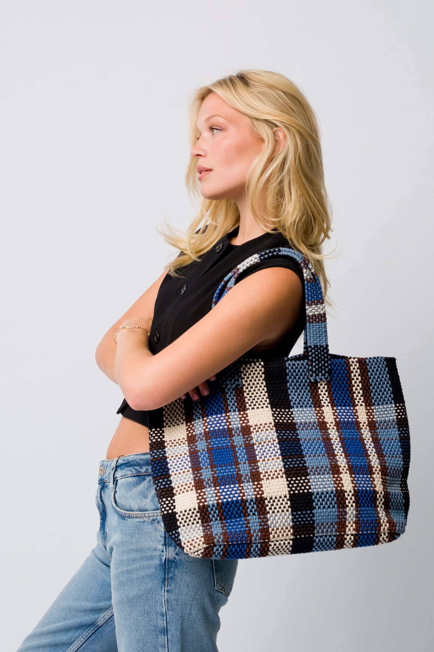 Navi Cotton Handloom Tote Bag- Navy