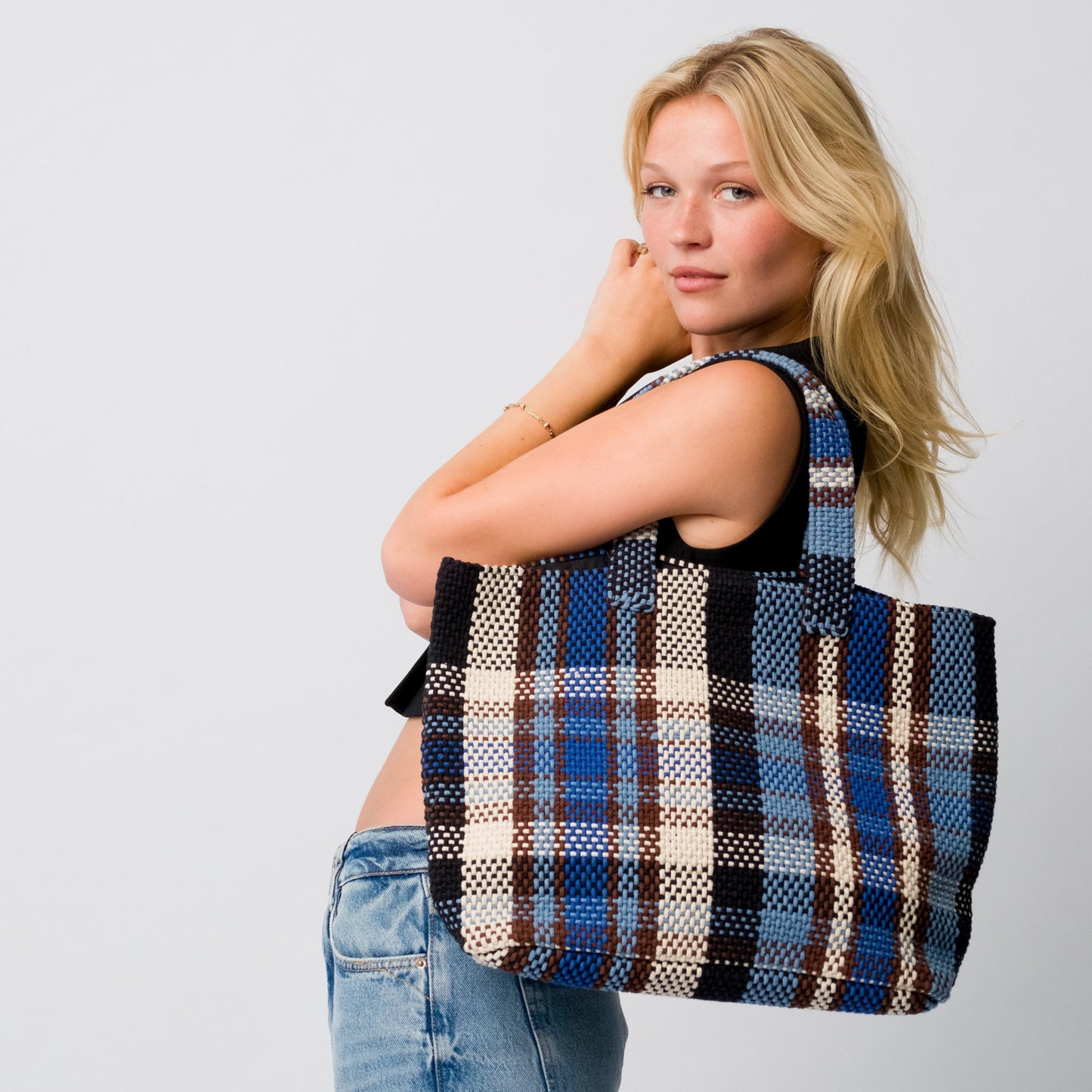 Navi Cotton Handloom Tote Bag- Navy