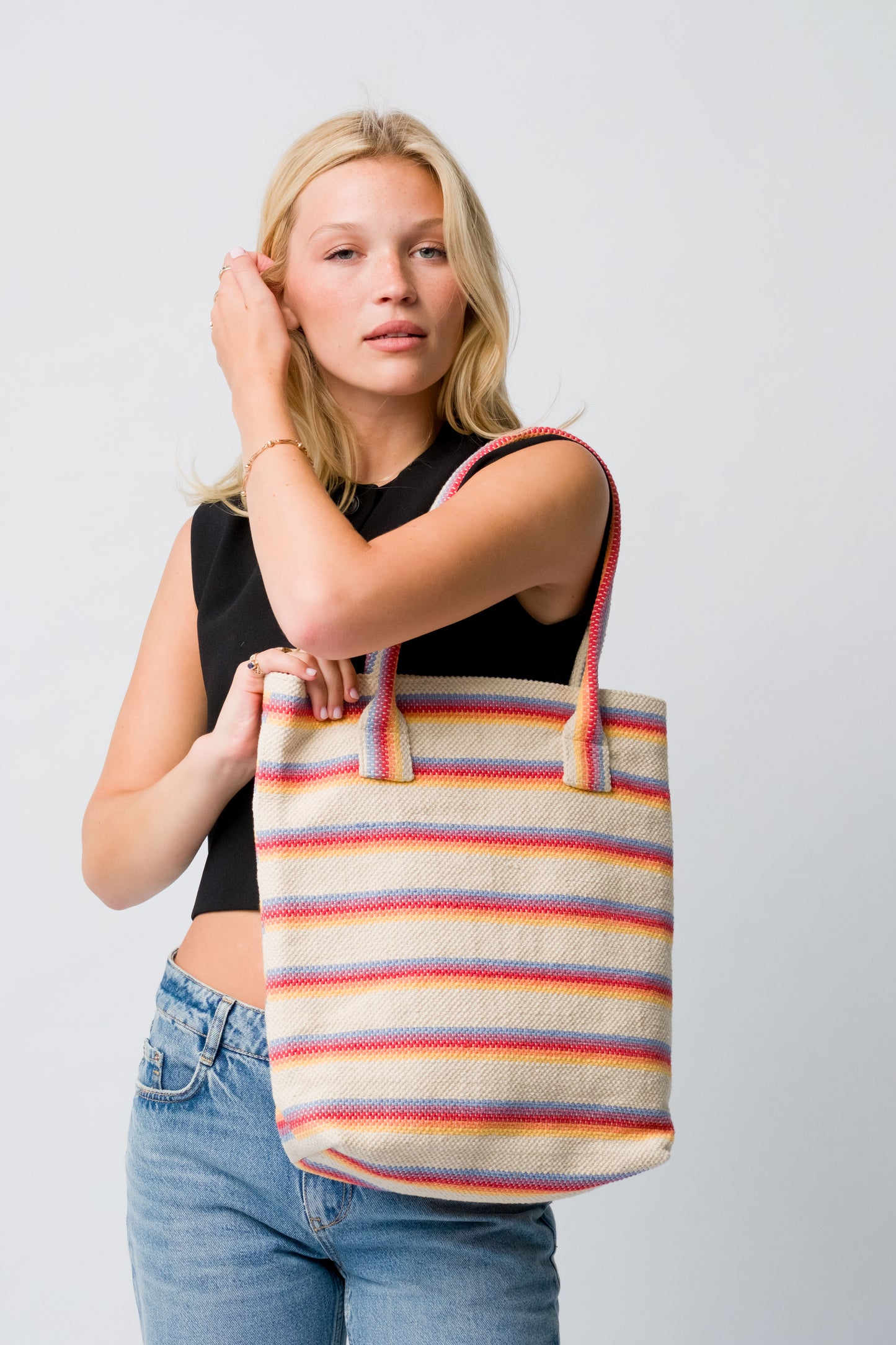 Gul Cotton Handloom Tote Bag- Red