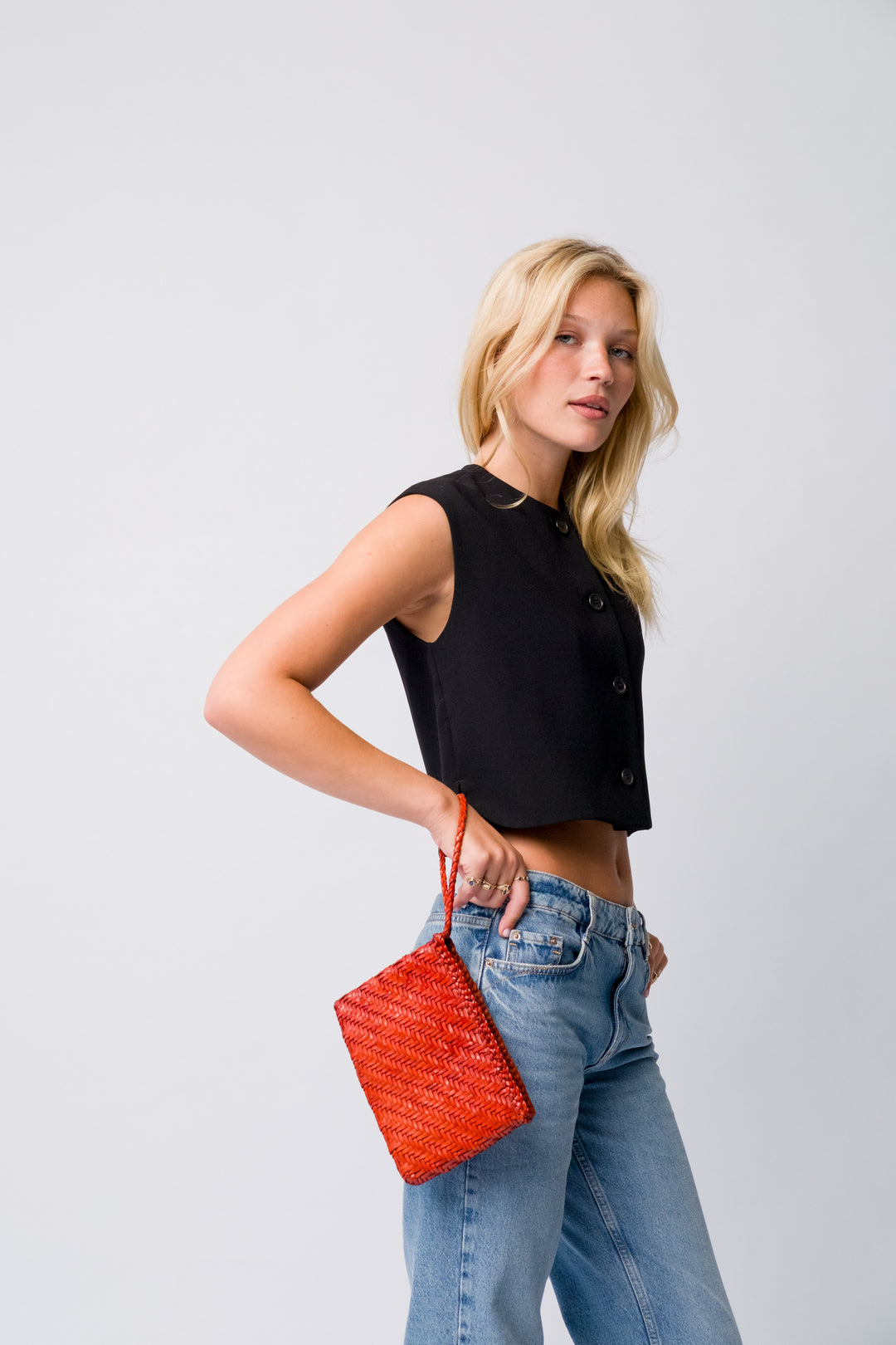 Leather Clutch Bag - Burnt Orange