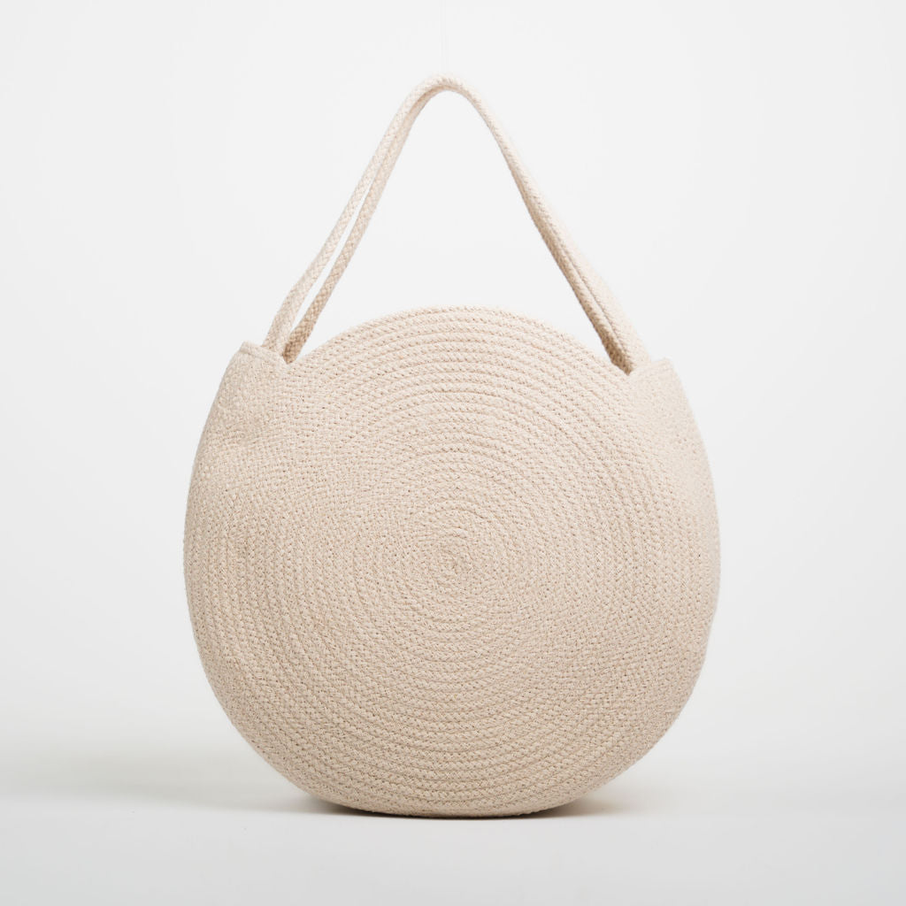 Ridhi Circular Cotton Shoulder Bag- Cream