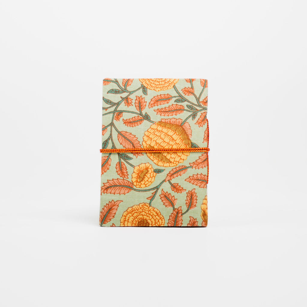 Sunflower Mint Block Print Notebook - Small