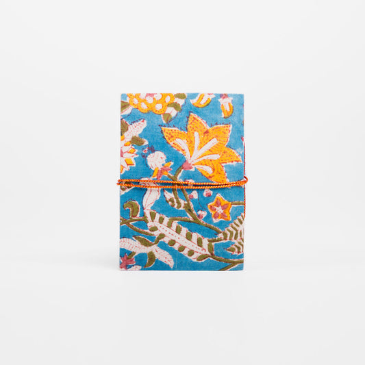 Star Flower Blue Block Print Notebook- Small