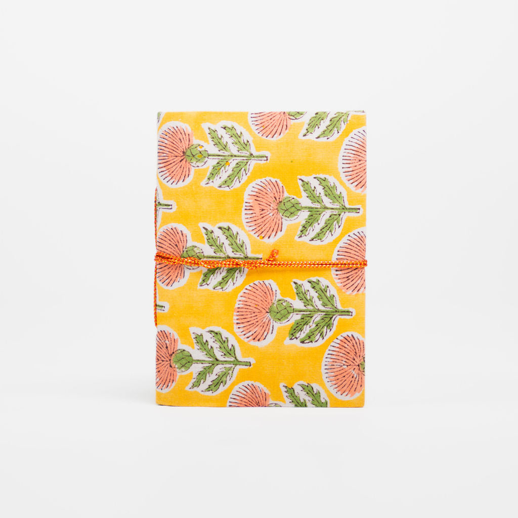 Thistle Yellow Block Print Notebook -Medium