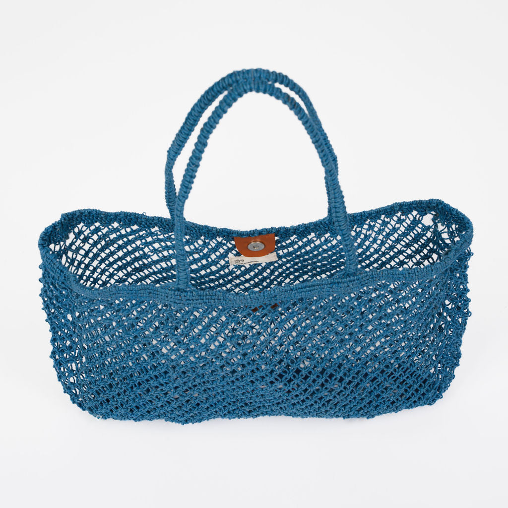 Amara Large Jute Shopper Bag-Navy