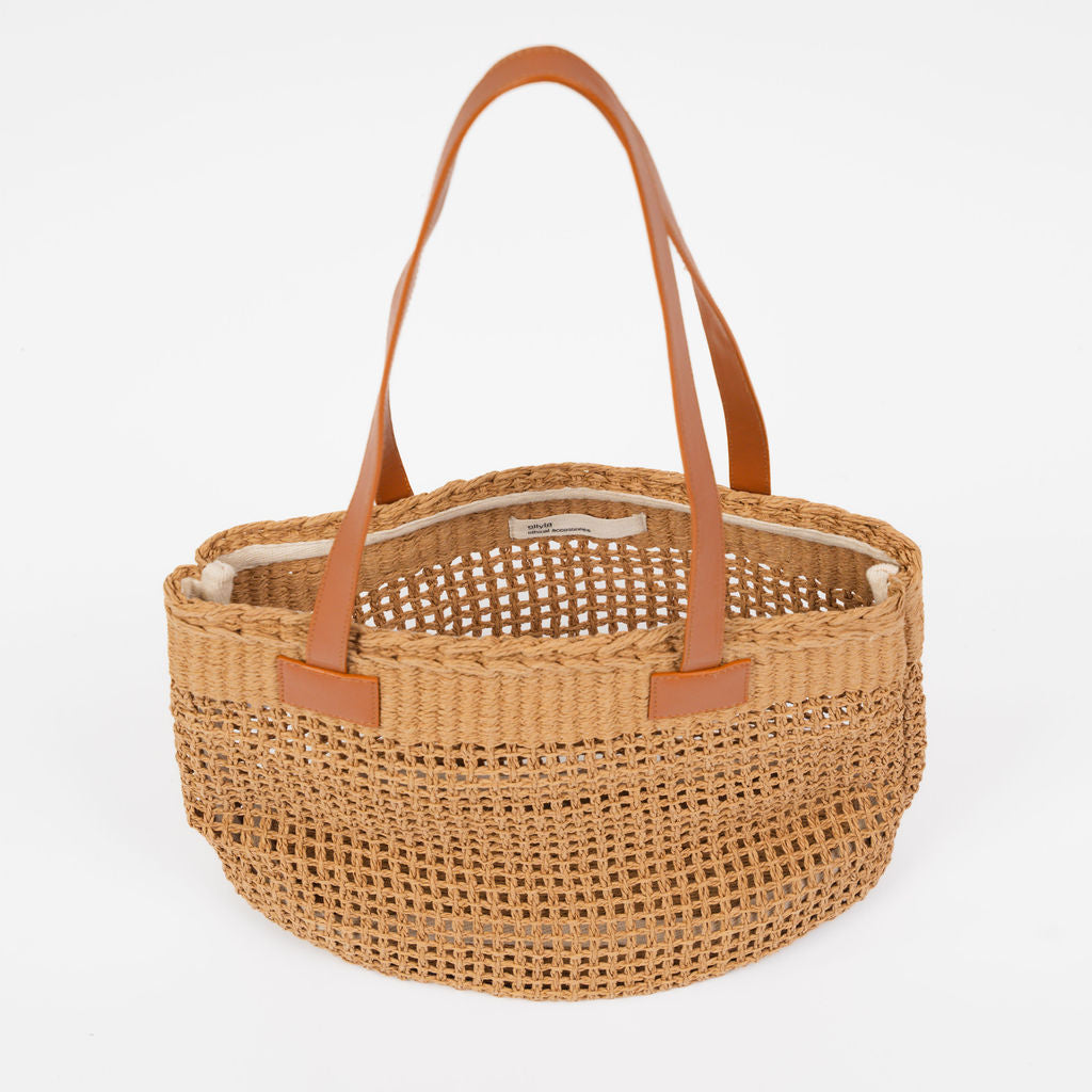 Ela  Natural Raffia Netted Tote Bag