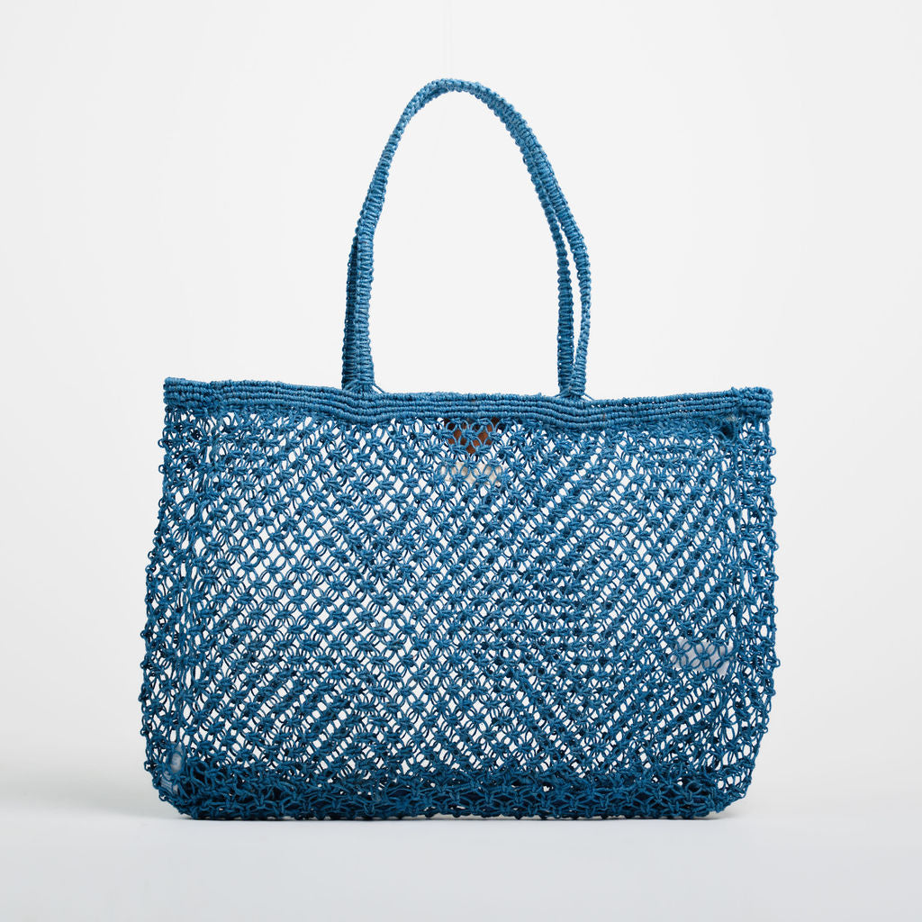 Amara Large Jute Shopper Bag-Navy