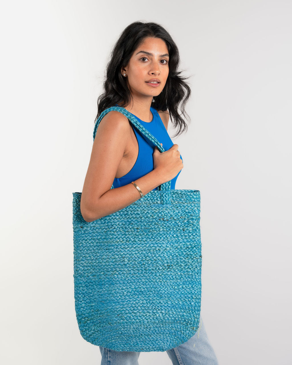 Shyla Soft Jute Bag - Blue